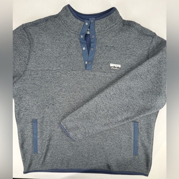 Eddie Bauer Men's Heathered Blue Fleece Pullover Sweater XL - Picture 3 of 13